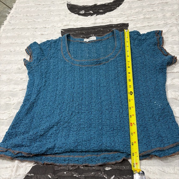 Natural Life Ashley Lace Top Blue Sz Large Forest Fairy Semi Sheer Cottagecore - Picture 8 of 8